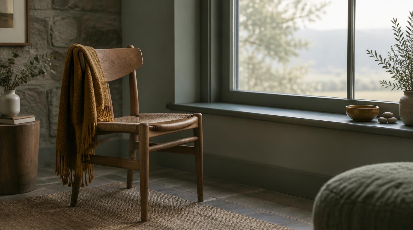 A quiet chair by a window in soft morning light